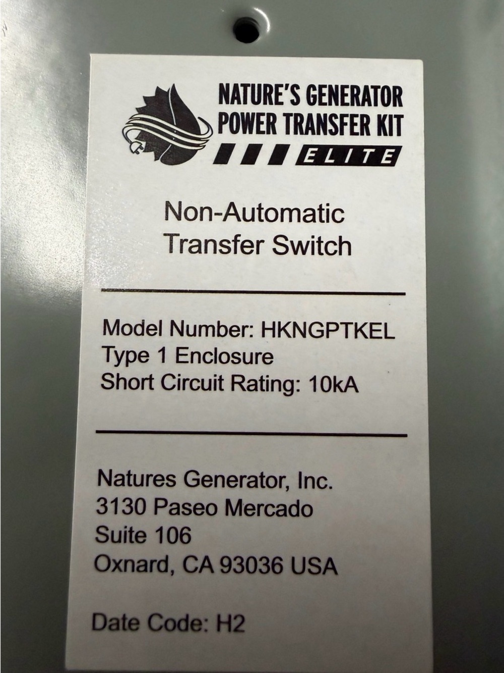Nature's Generator Power Transfer Kit Elite 6 Circuit 30A 120V HKNGPTKEL NEW - Picture 4 of 4
